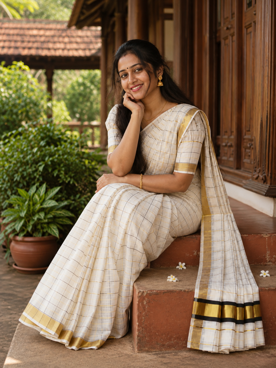 Checked Saree