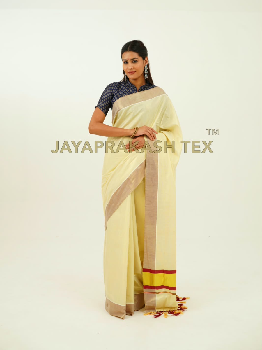 Soft Lemon Gold Tissue Saree