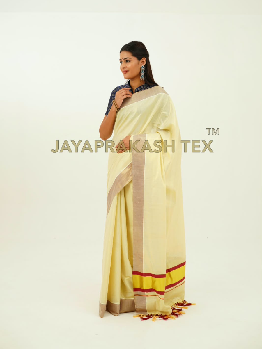 Soft Lemon Gold Tissue Saree