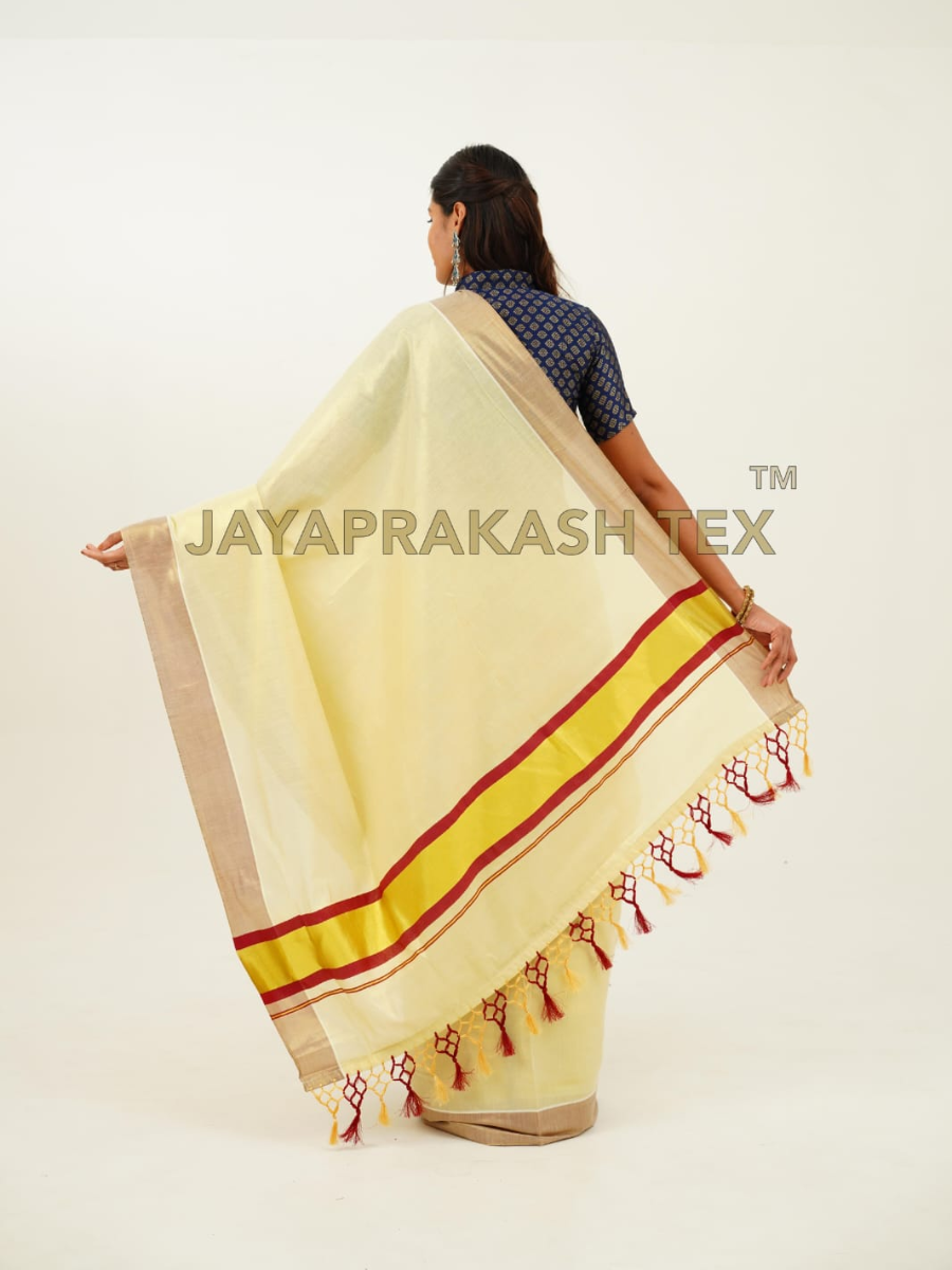 Soft Lemon Gold Tissue Saree